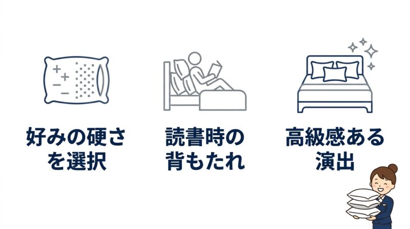 ホテルに枕がたくさんある理由はなぜ？