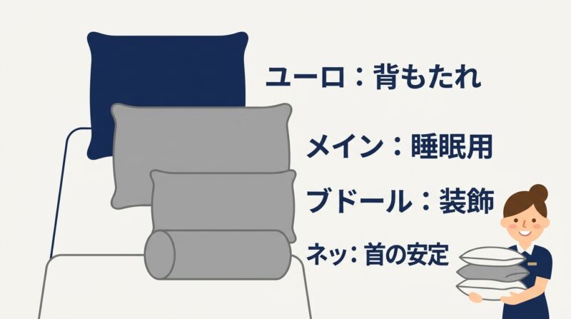 枕の種類別の名称と具体的な役割