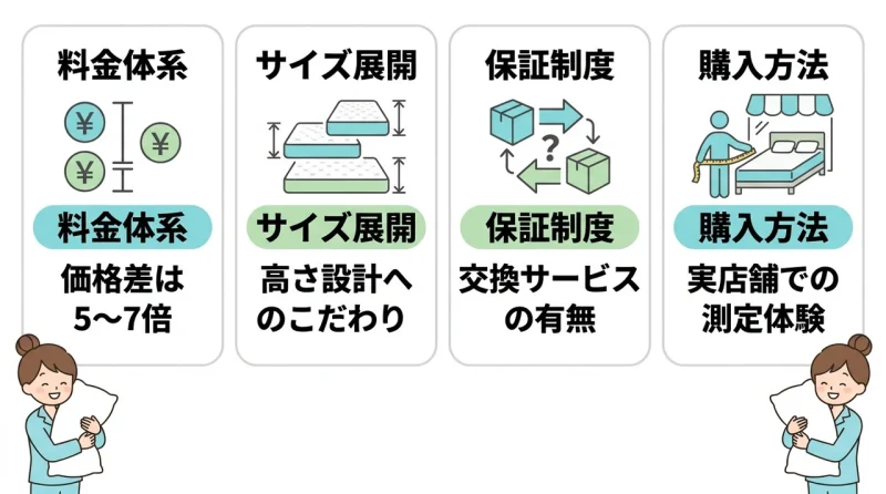 価格や保証などの基本情報を比較