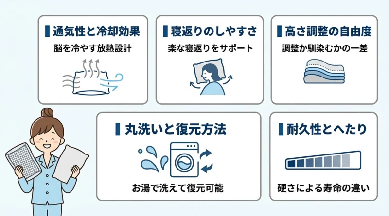 睡眠の質に関わる機能を比較